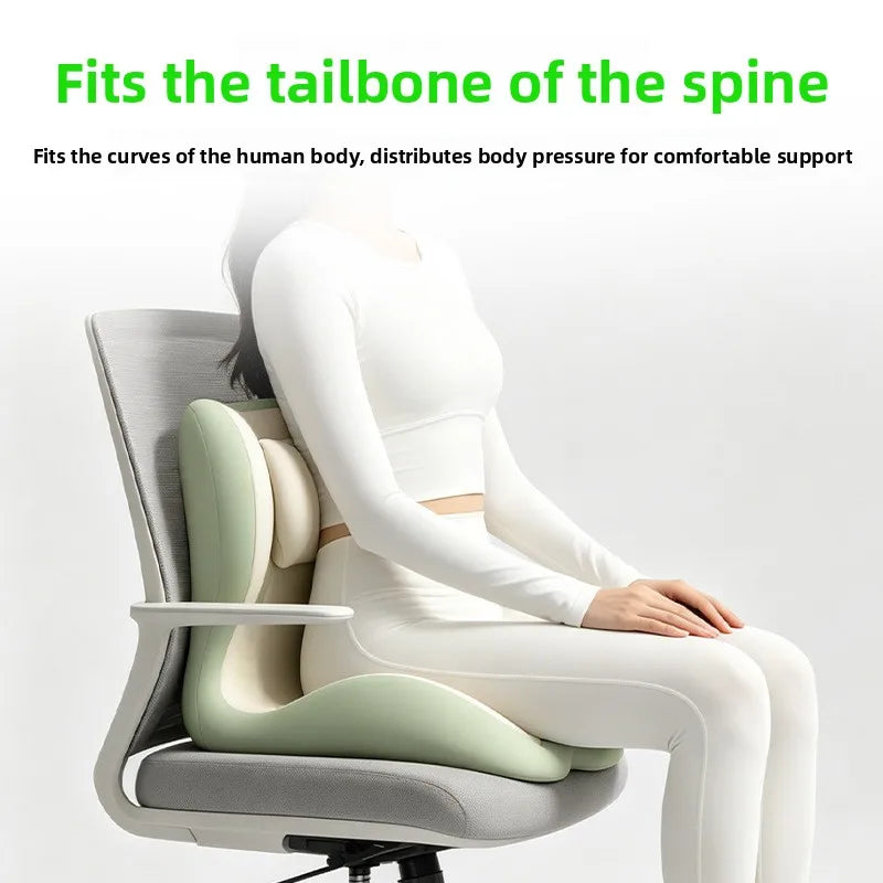 Memory Foam Seat Cushion Wedge with Lumbar Support, Anti-Slip