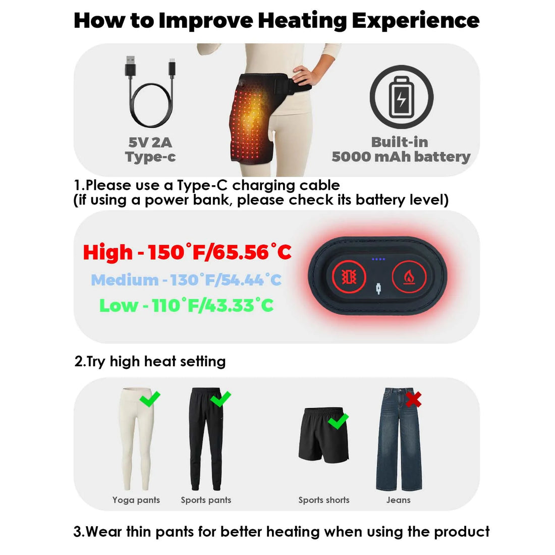 Cordless Heated Hip Support Wrap with Vibration
