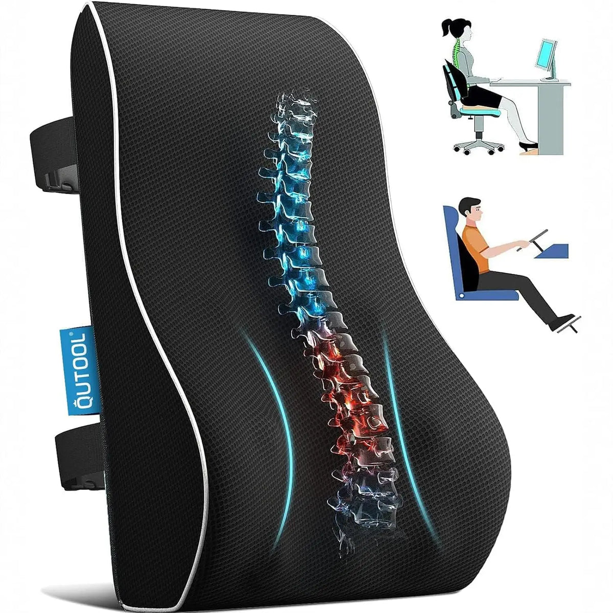 Lumbar Support Pillow with Adjustable Straps