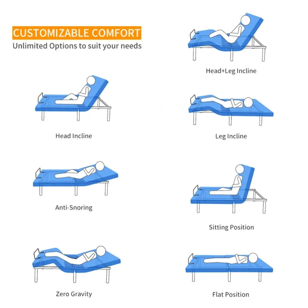 Electric Adjustable Bed with Memory Foam Mattress