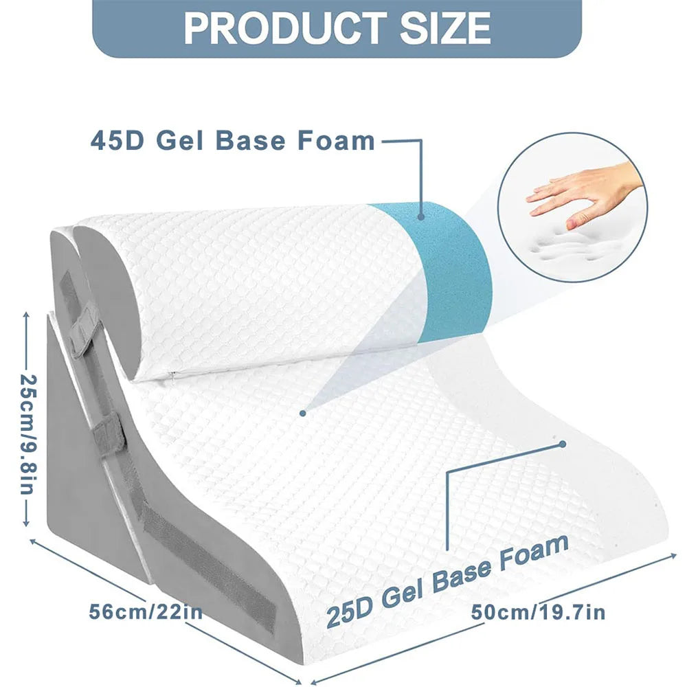 Adjustable Memory Foam Wedge Pillow with Neck Bolster