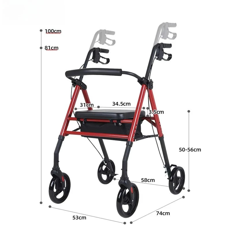 Folding Rollator Walker with Soft Seat