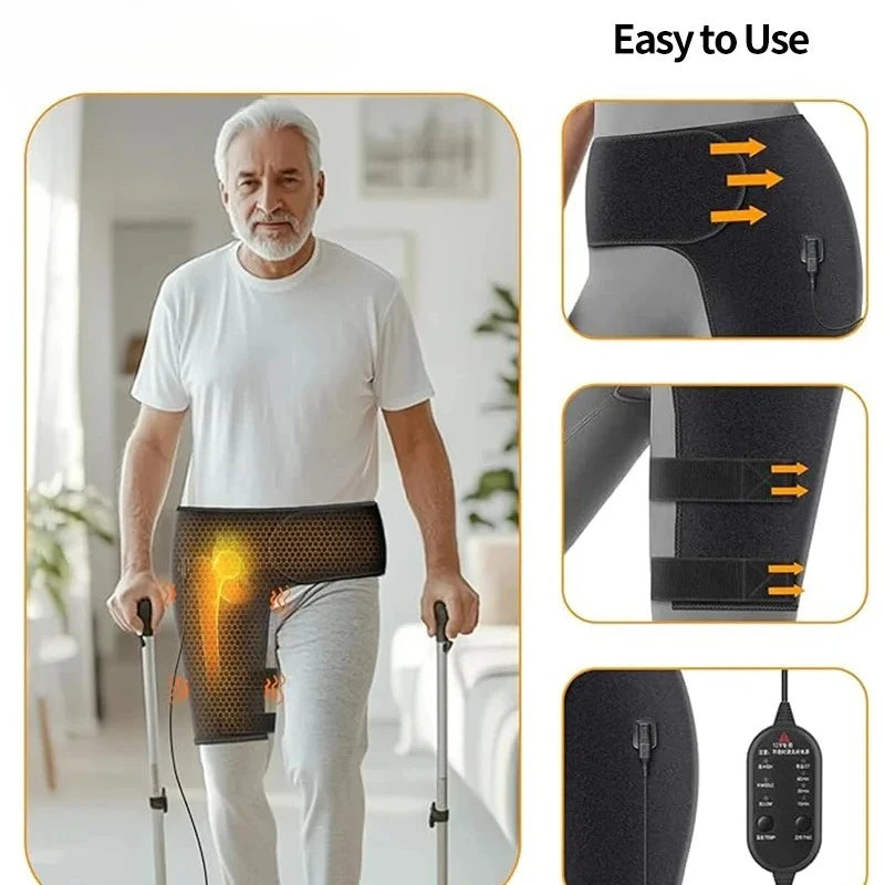 Full-Wrap Hip Support Brace with Massager and Heating, USB-Powered