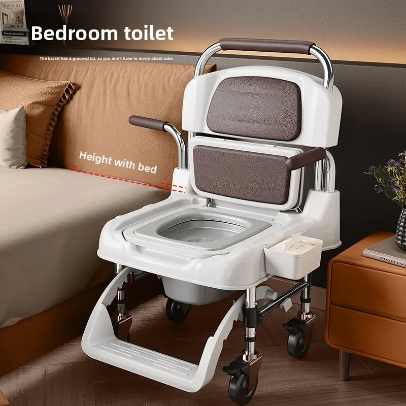 Mobile Bedside Commode for Indoor Toileting