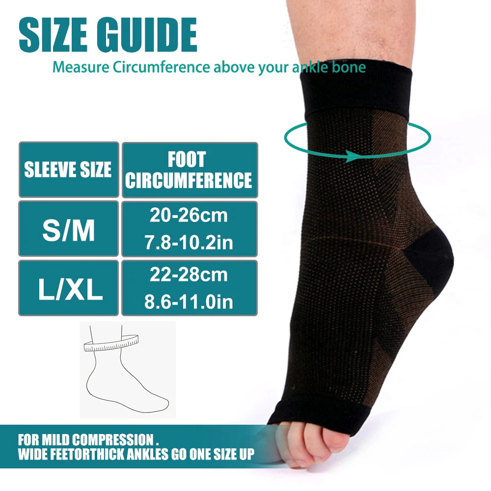 Copper Compression Ankle Support Sock, Unisex, 1 Pair