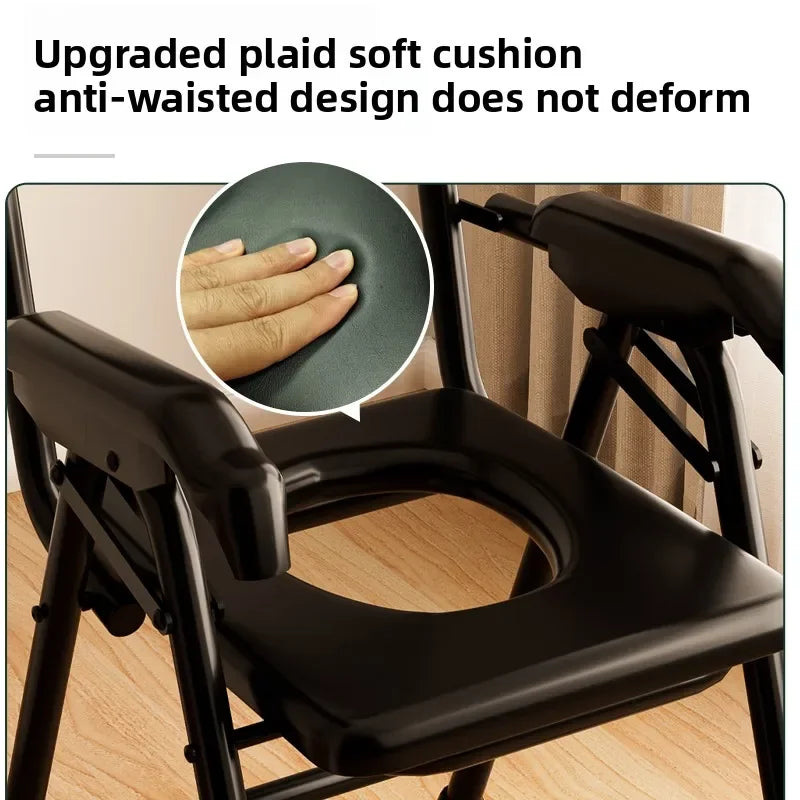 Foldable Bedside Commode with Armrests