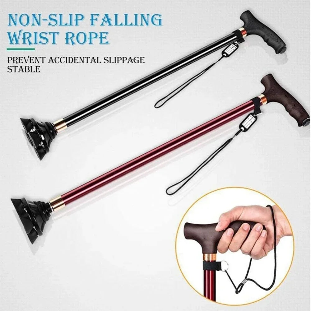 LED Light Walking Stick, Adjustable Aluminum with Non-Slip Base