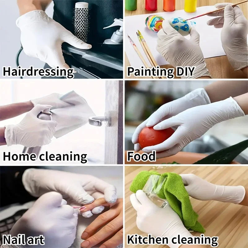 Disposable White Nitrile Gloves, Latex-Free