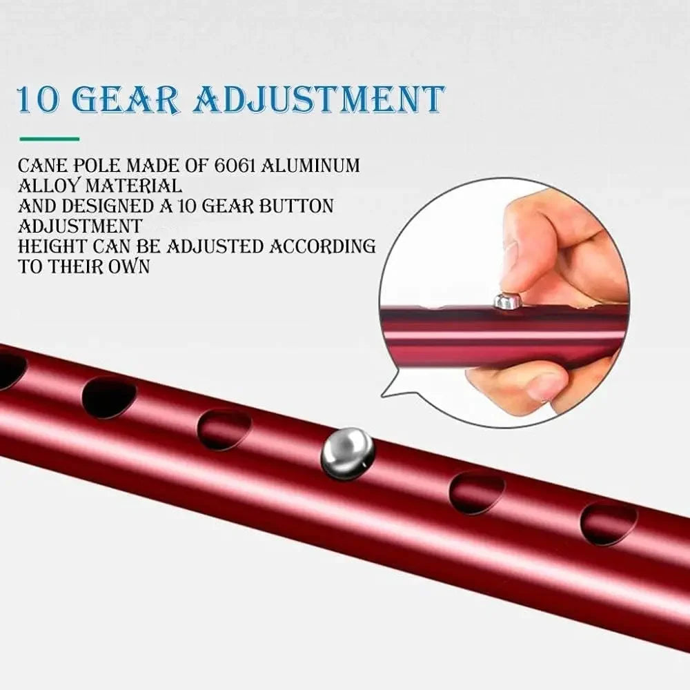 LED Light Walking Stick, Adjustable Aluminum with Non-Slip Base