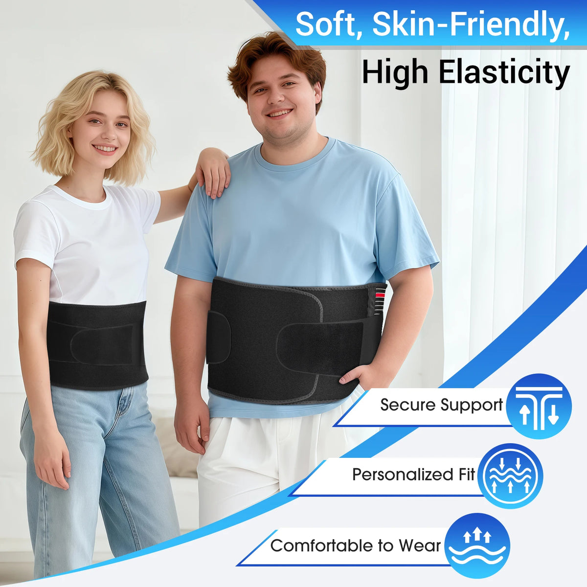 Adjustable Front-Wearing Hernia Belt with 2 Pads