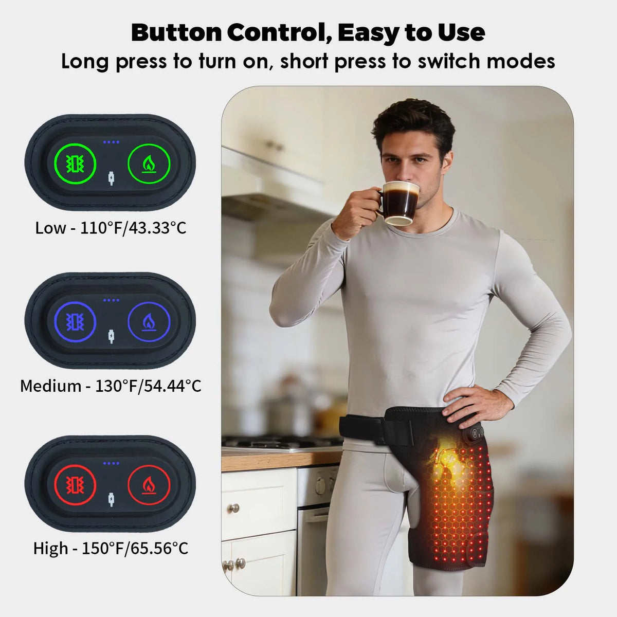 Cordless Heated Hip Support Wrap with Vibration