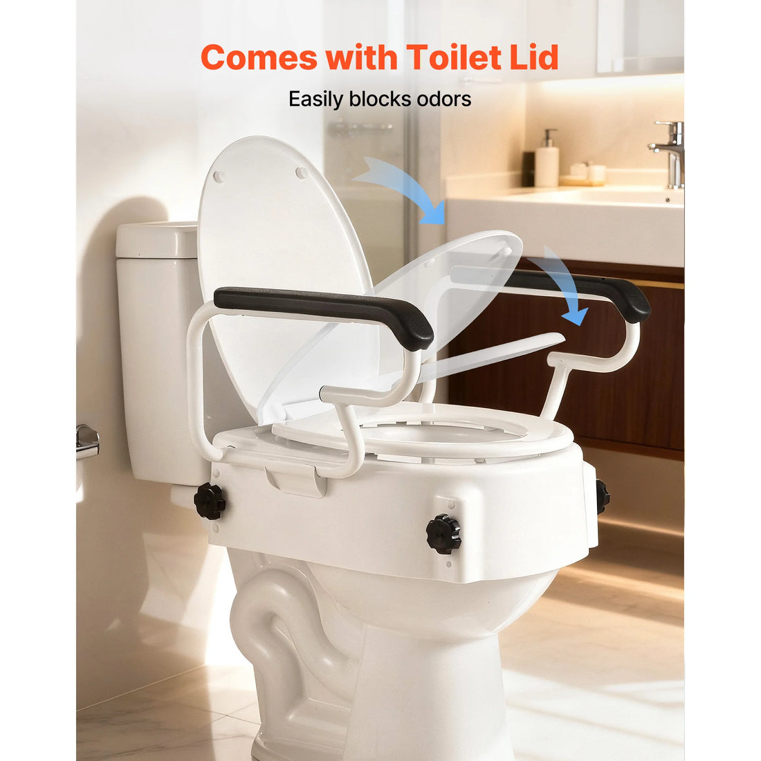Raised Toilet Seat with Arms, 3 Height Levels