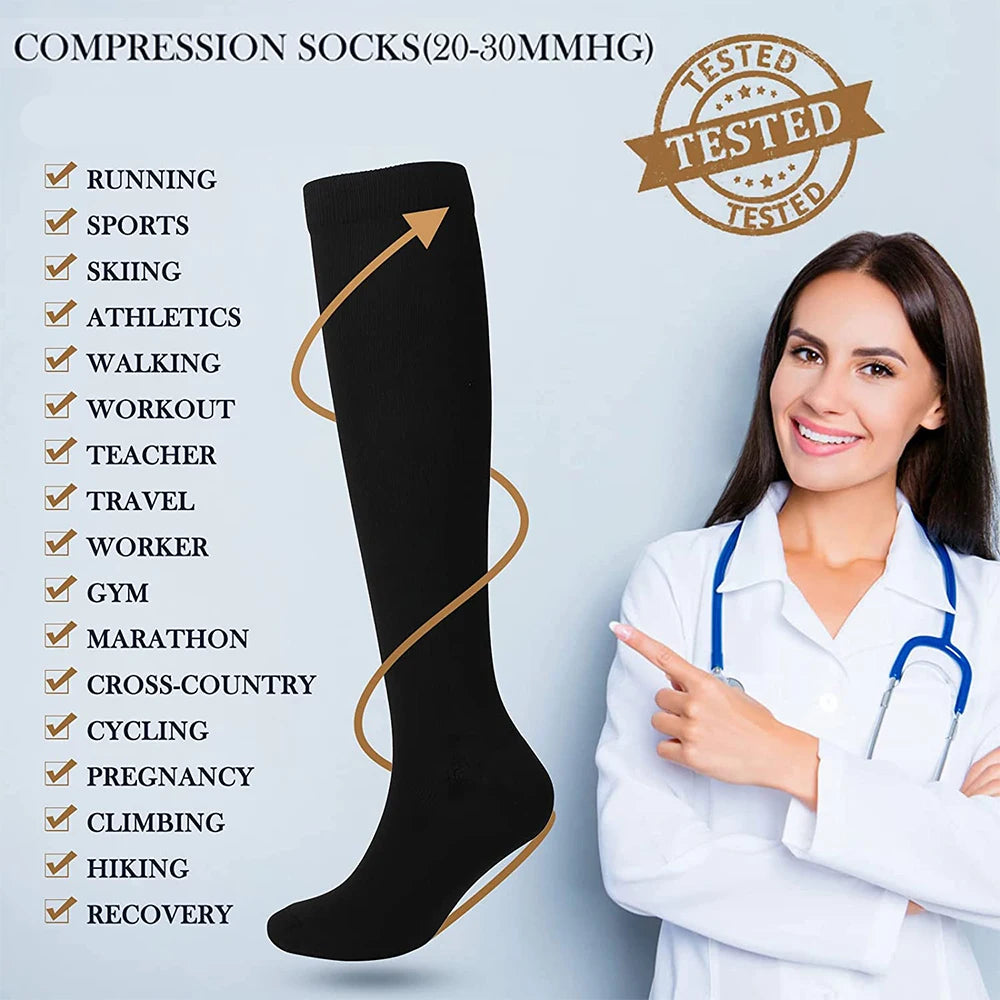 Open-Toe Calf Compression Socks S-7XL