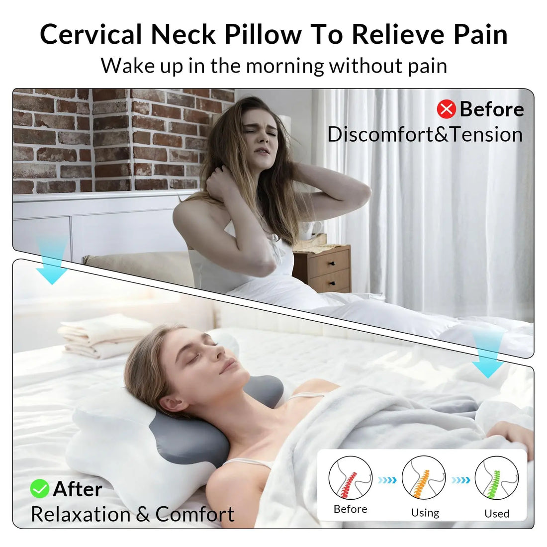 Ergonomic Cervical Memory Foam Pillow with 4-Zone Support