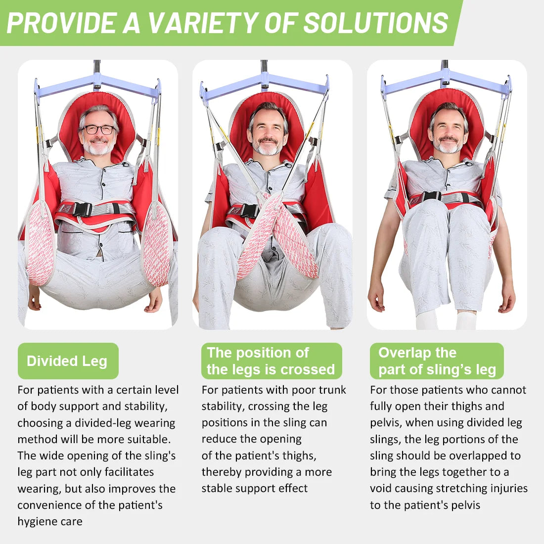 Nylon Patient Lift Hygiene Sling with Head Support