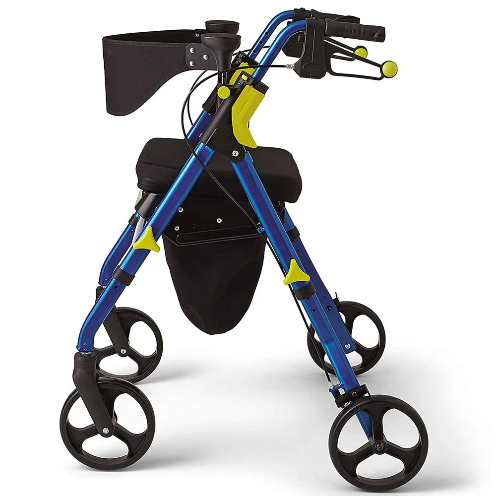 Four-Wheel Rollator Walker with Seat and Backrest