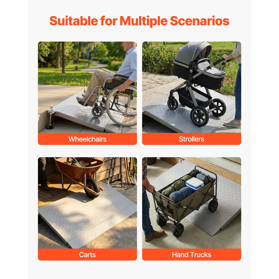 Medwell Aluminum Wheelchair Ramp, 42.5 x 23.2 in, 1000 lbs Capacity