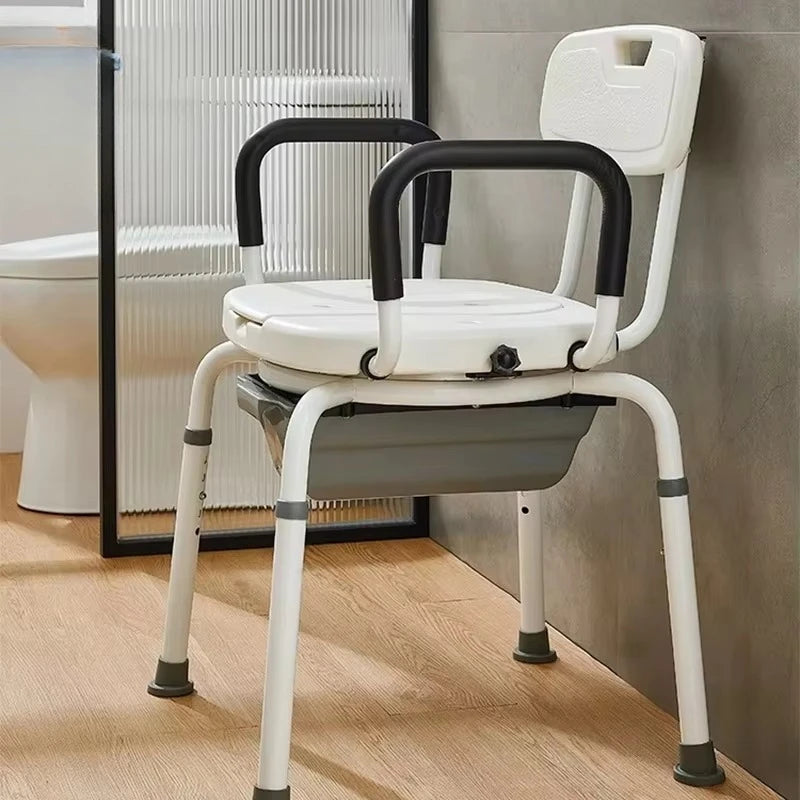 360° Rotating Shower Chair with Arms and Backrest