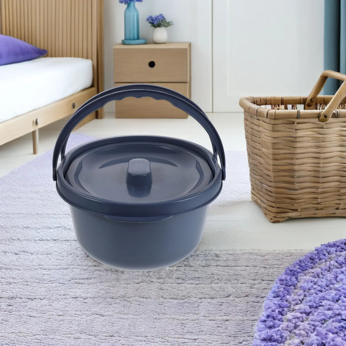 Bedside Commode Bucket with Lid and Handles