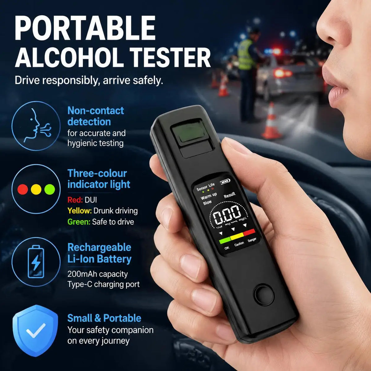Portable Digital Breathalyzer with Contactless Detection