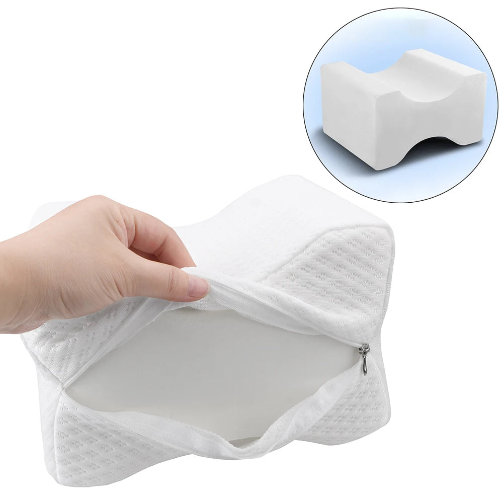 Memory Foam Knee Pillow for Side Sleepers, 100% Cotton Cover