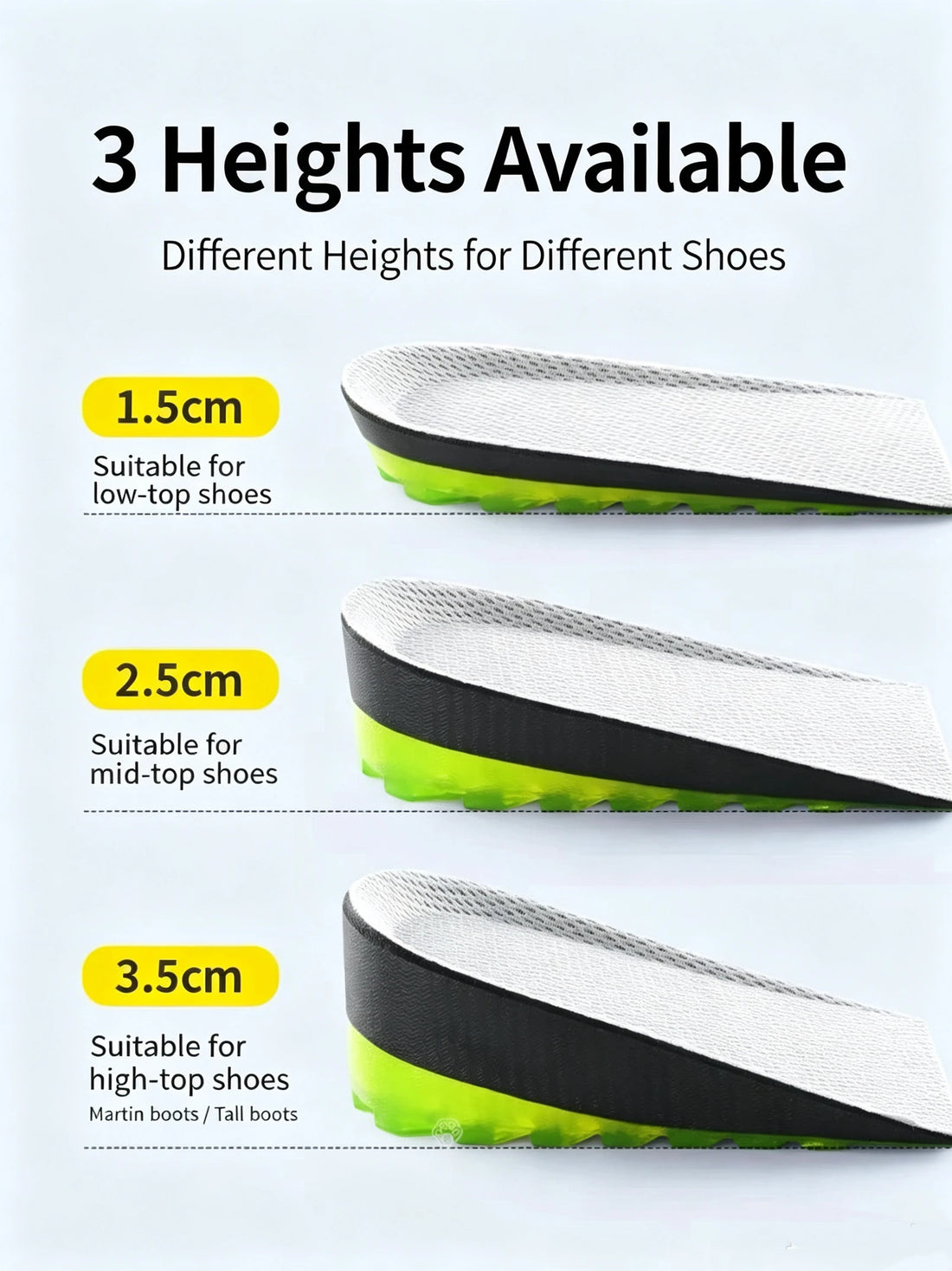 Non-Slip Height-Increasing Heel Lift Insoles