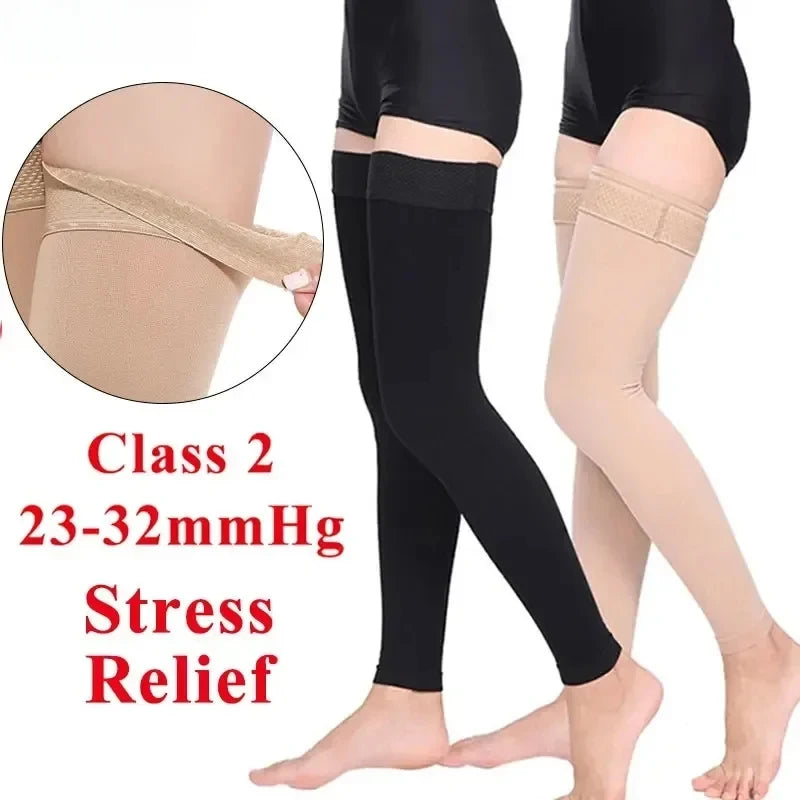 Footless Thigh-High Compression Stockings 23–32 mmHg