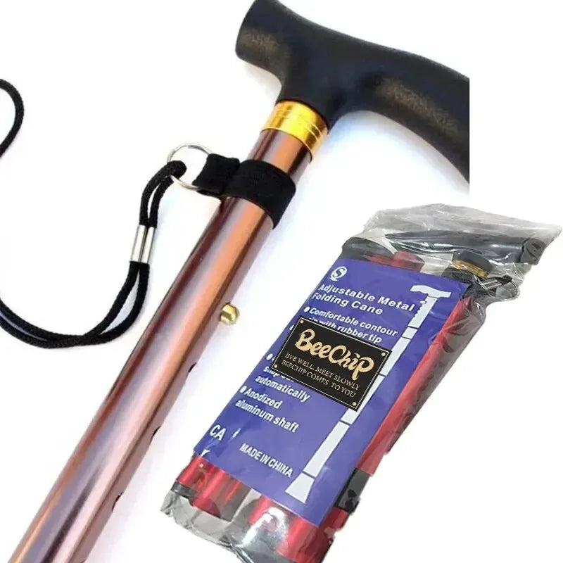 Adjustable Folding Walking Stick with Rubber Tip
