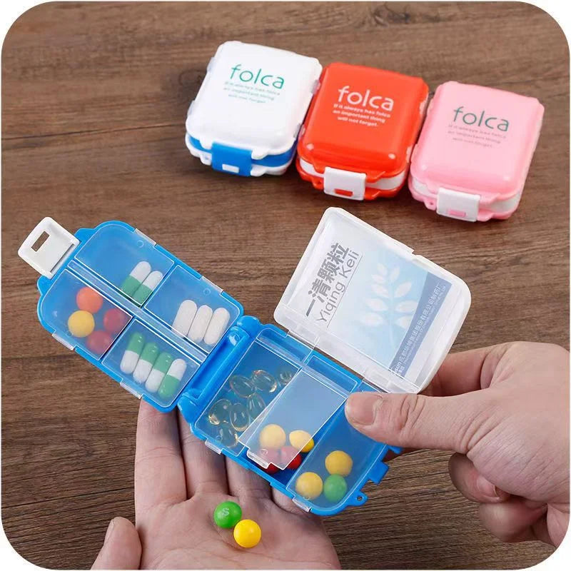 Compact Weekly Pill Organizer with 8 Compartments