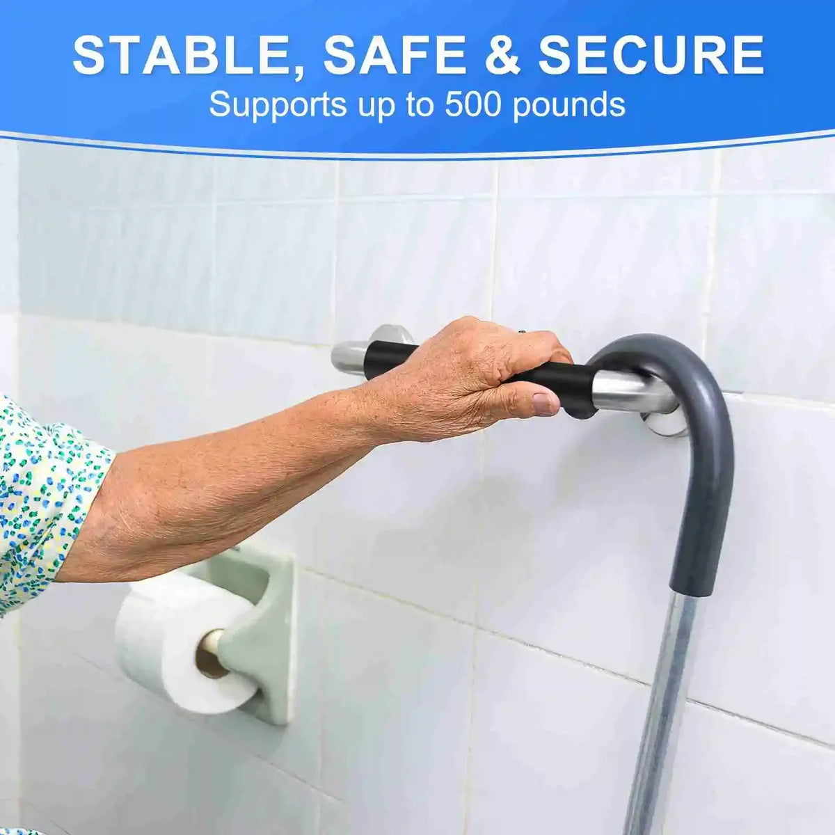 Bathroom Grab Bar with Non-Slip Silicone Grip