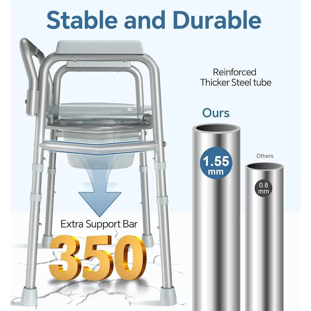 Portable Adjustable-Height Bedside Commode