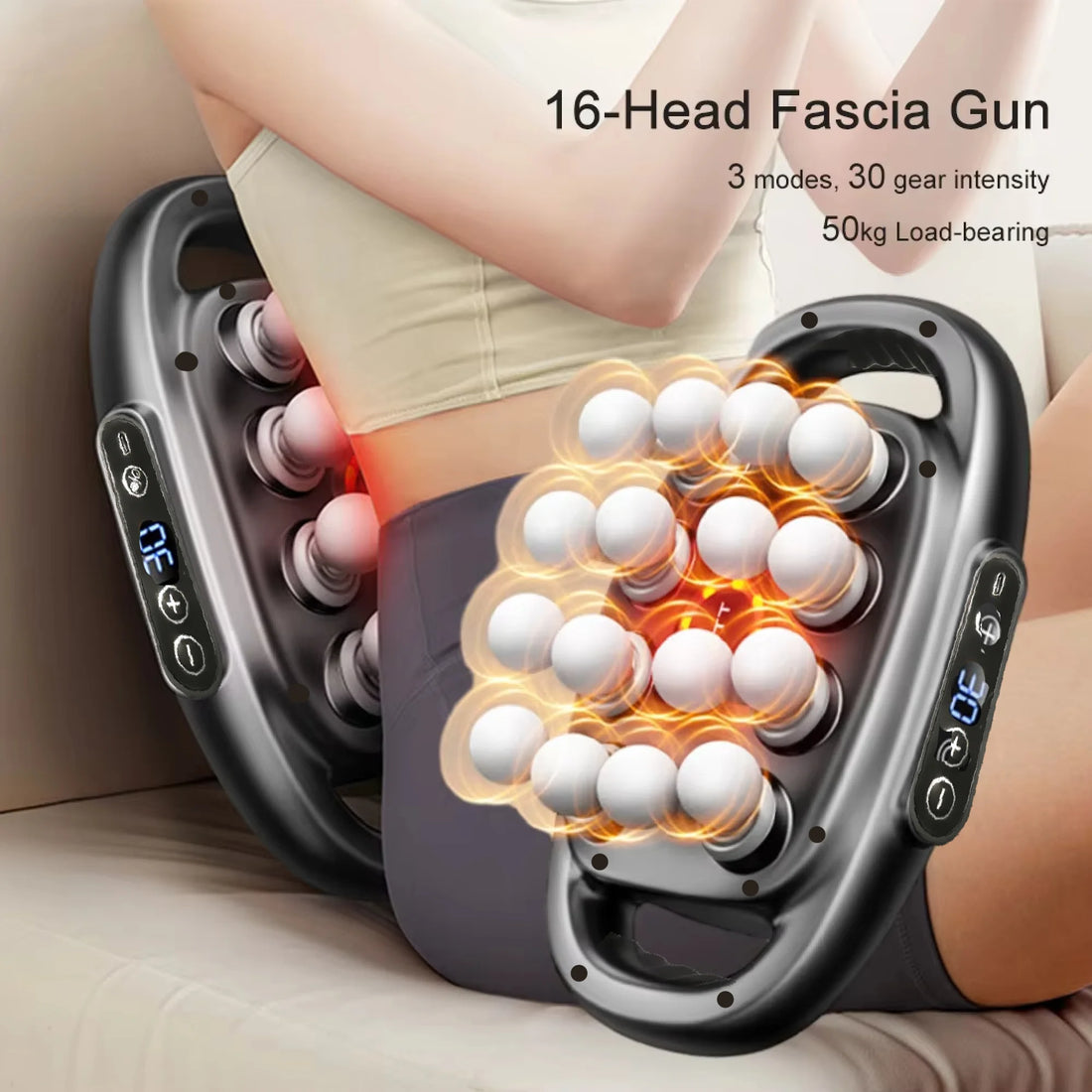 Battery-Powered Massage Gun Set with 16 Heads