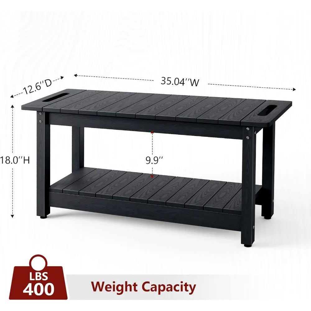 Shower Bench with Storage Shelf and Handles