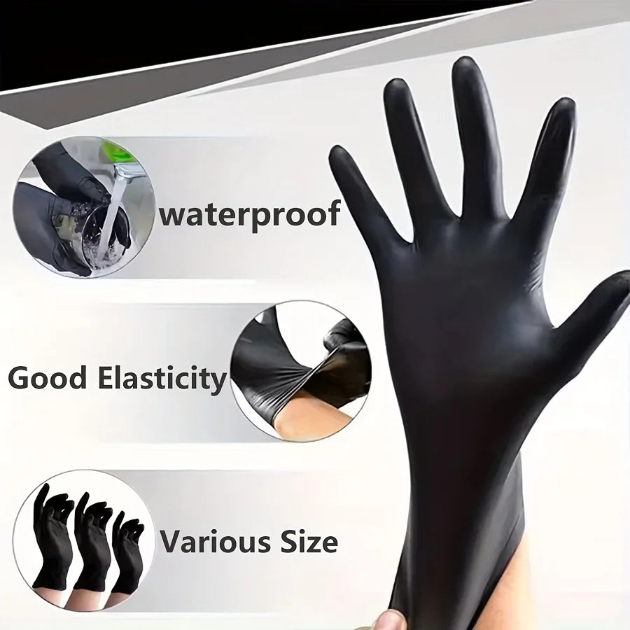 Black Nitrile Disposable Gloves, Multiple Sizes