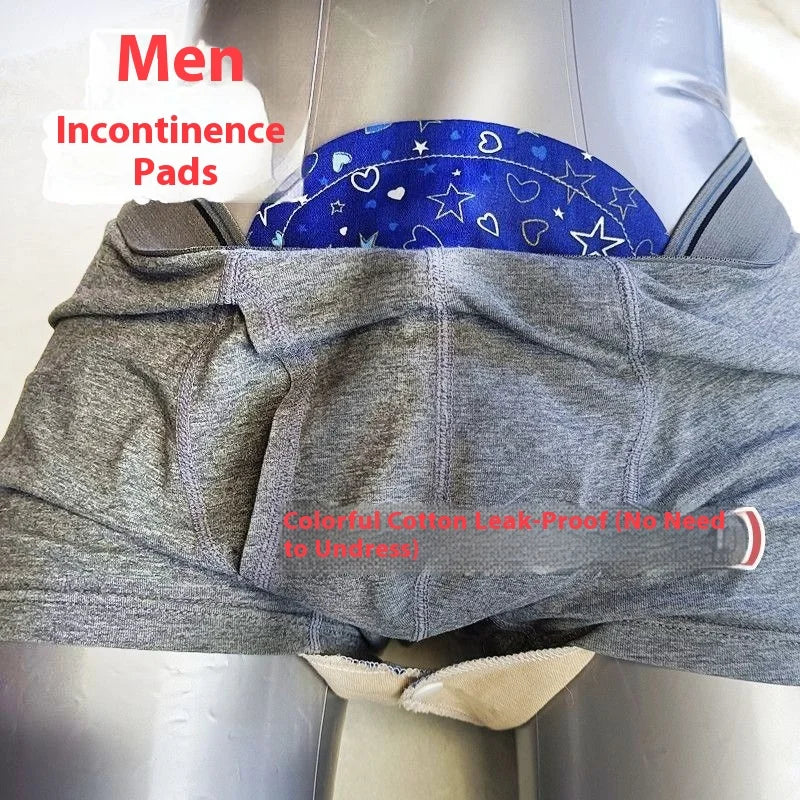 Reusable Men's Cotton Incontinence Pads, 3-Pack