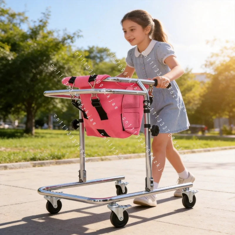 Pink 4-Wheel Rollator Walker for Children