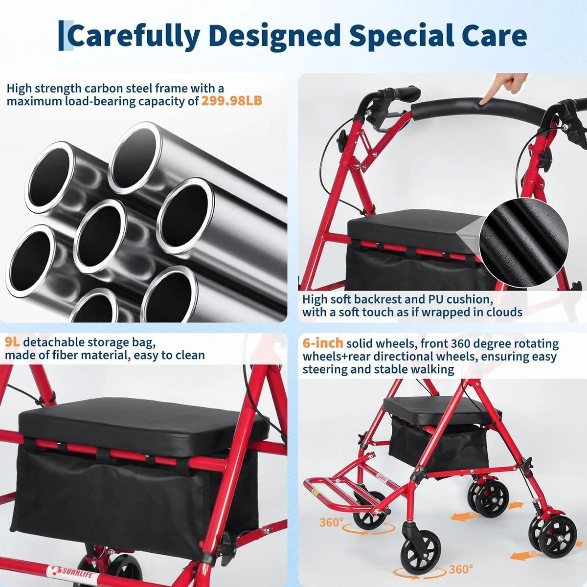 2-in-1 Rollator Walker and Wheelchair