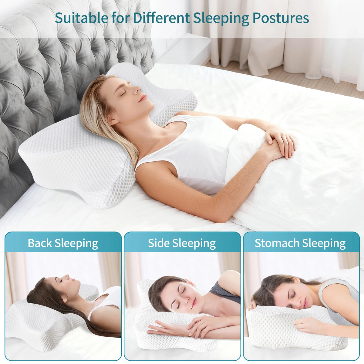 King Size Memory Foam Neck Pillow with Washable Cover