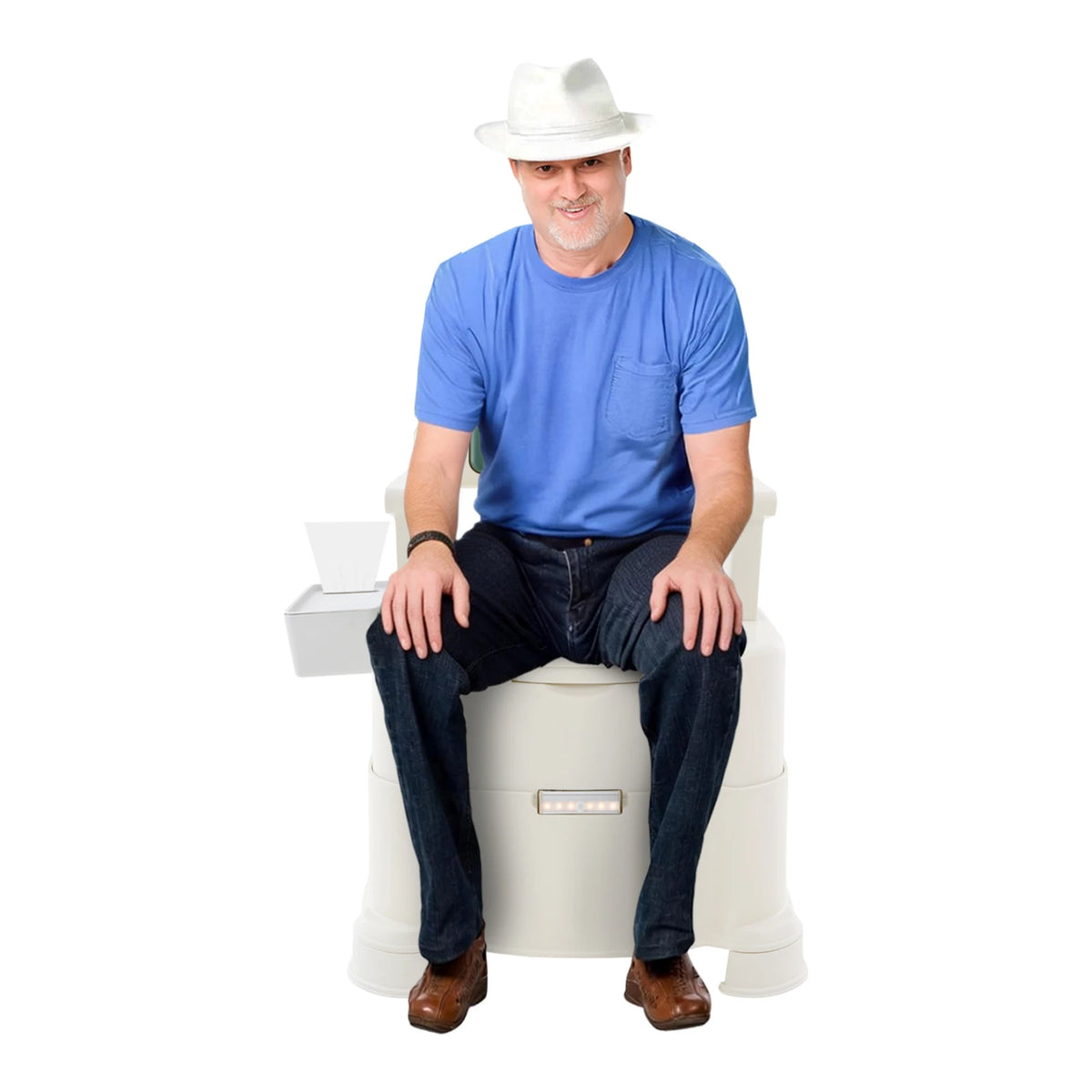 Portable Bedside Commode with Armrests and Backrest