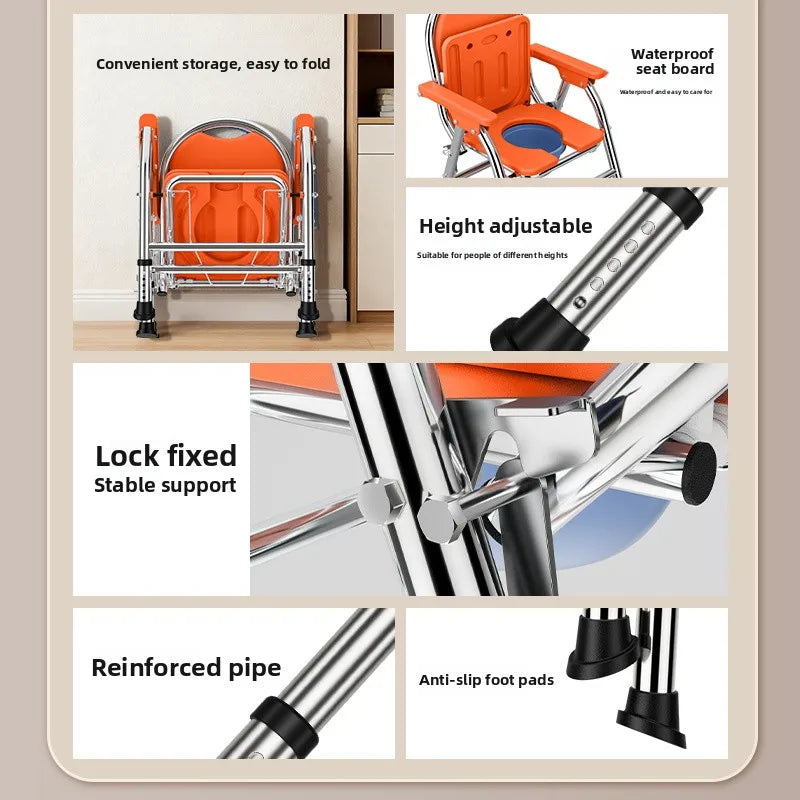 Bedside Commode with Padded Seat and Backrest