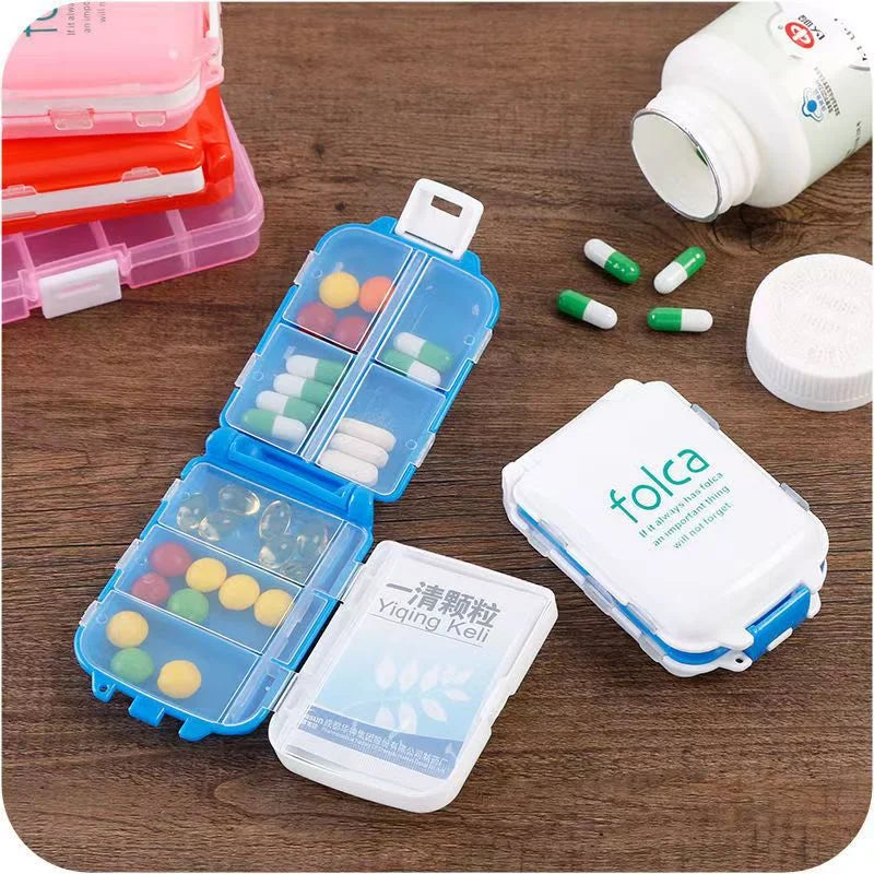Compact Weekly Pill Organizer with 8 Compartments