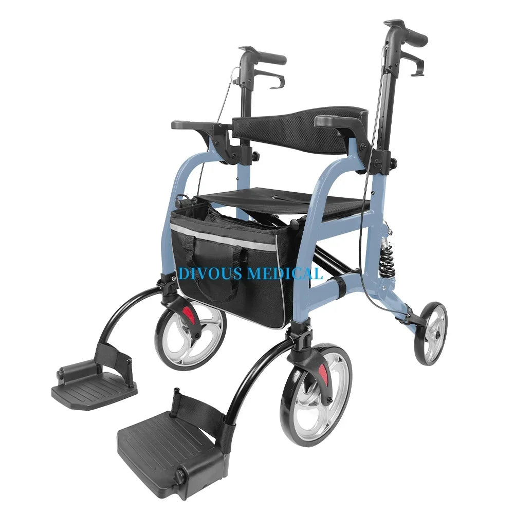 Four-Wheel Foldable Rollator Walker with Seat