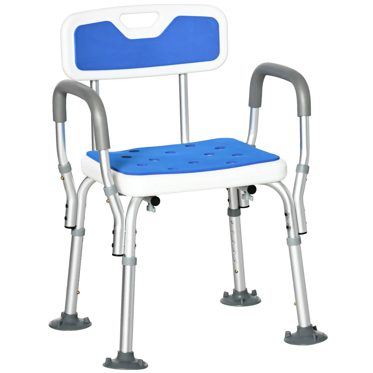 Height-Adjustable Shower Chair with Arms and Back