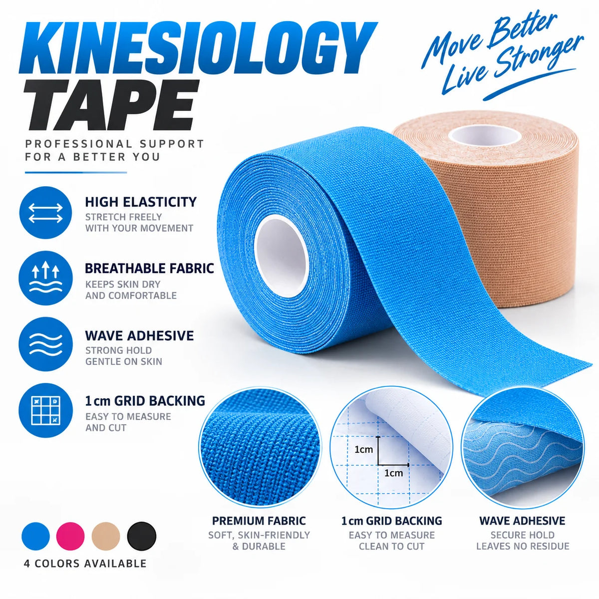 Elastic Kinesiology Tape for Fitness