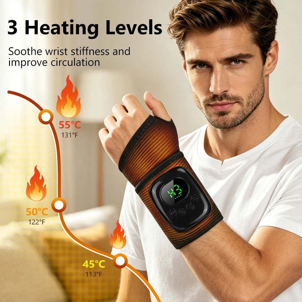 Cordless Wrist Massager with Heat, 4 Airbag Modes and 3 Warm Settings