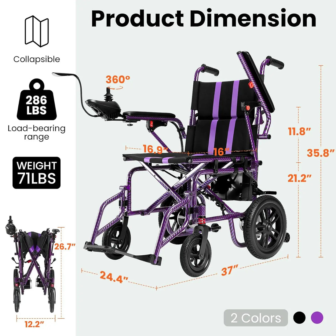 Foldable Electric Wheelchair with Joystick Control