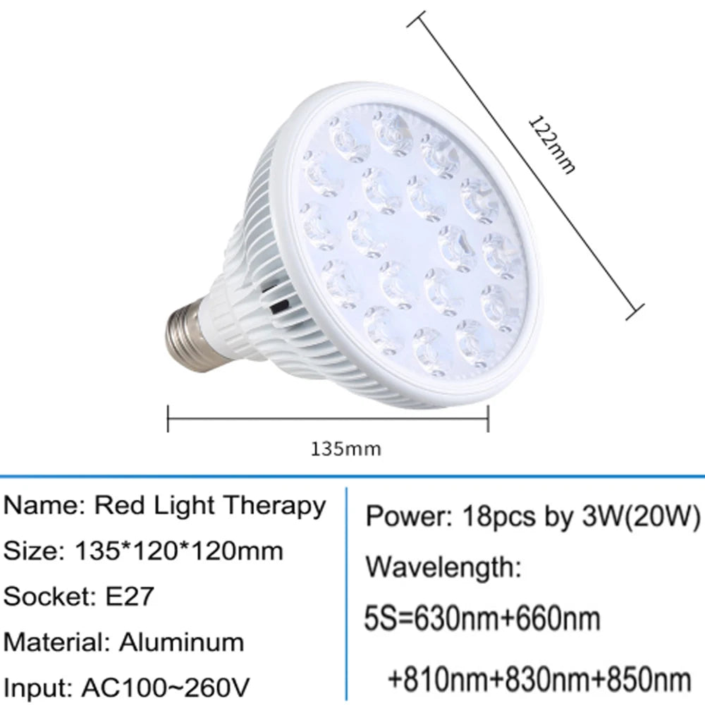 E27 Red and Infrared Bulb, 630–850nm