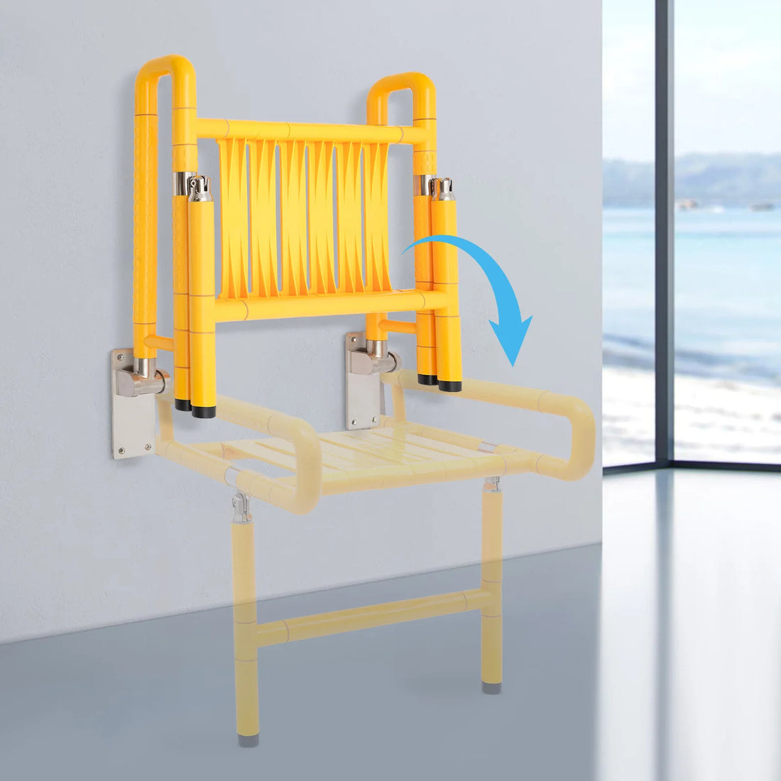 Foldable Wall-Mounted Shower Chair with Armrests