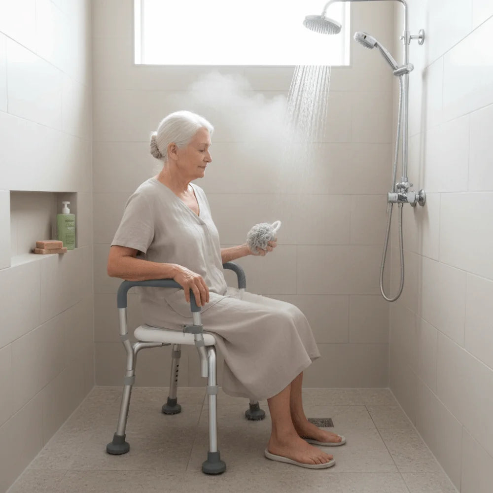 Adjustable Anti-Slip Shower Seat with Backrest