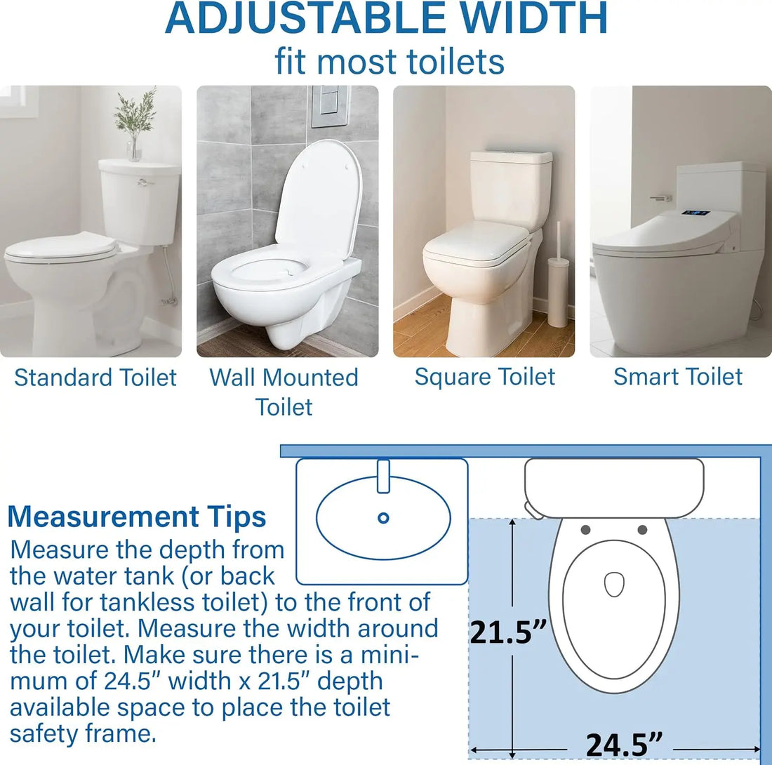 Adjustable Foldable Toilet Safety Rail with Grab Bar